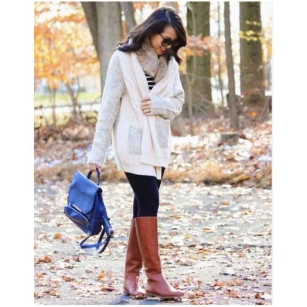 Madewell Sidney Tall Boot Pecan color Zip Up Back Size 6.5 Leather